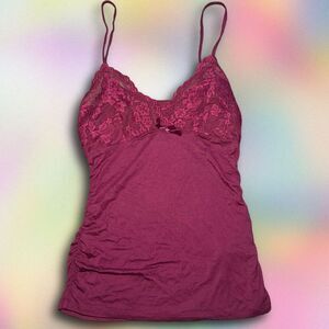 Size Medium SHEIN Burgundy Lace Stretchy Cami Top